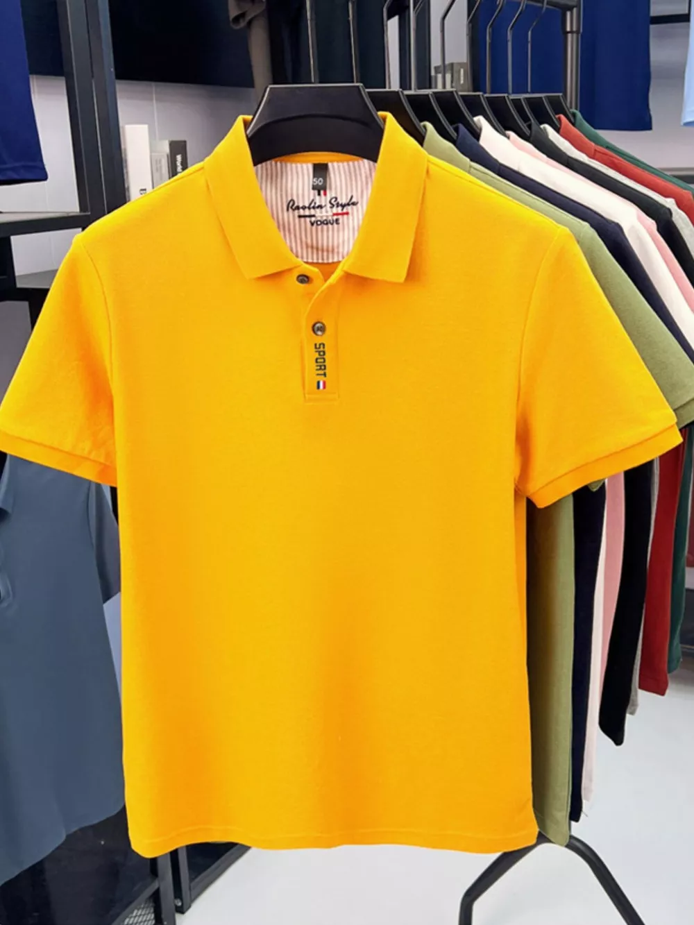 Men's Plus Size Button Detail Short Sleeve Polo, image 9