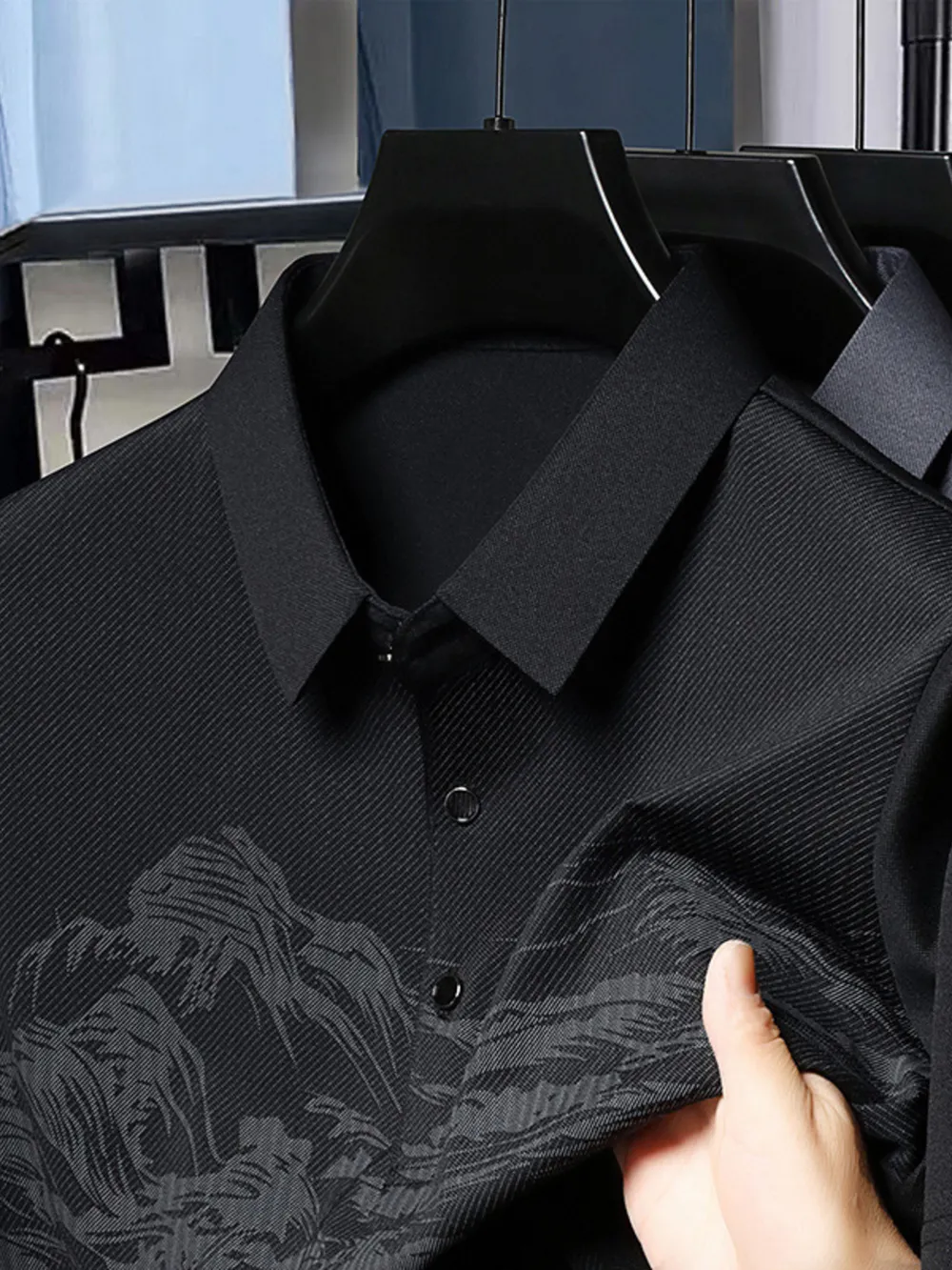 Men's Plus Size Button Detail Short Sleeve Polo, image 2