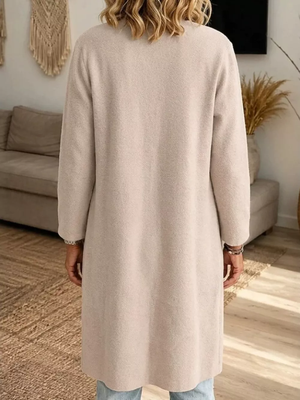Full Size Open-Front Longline Knit Outerwear Plus Size, image 3