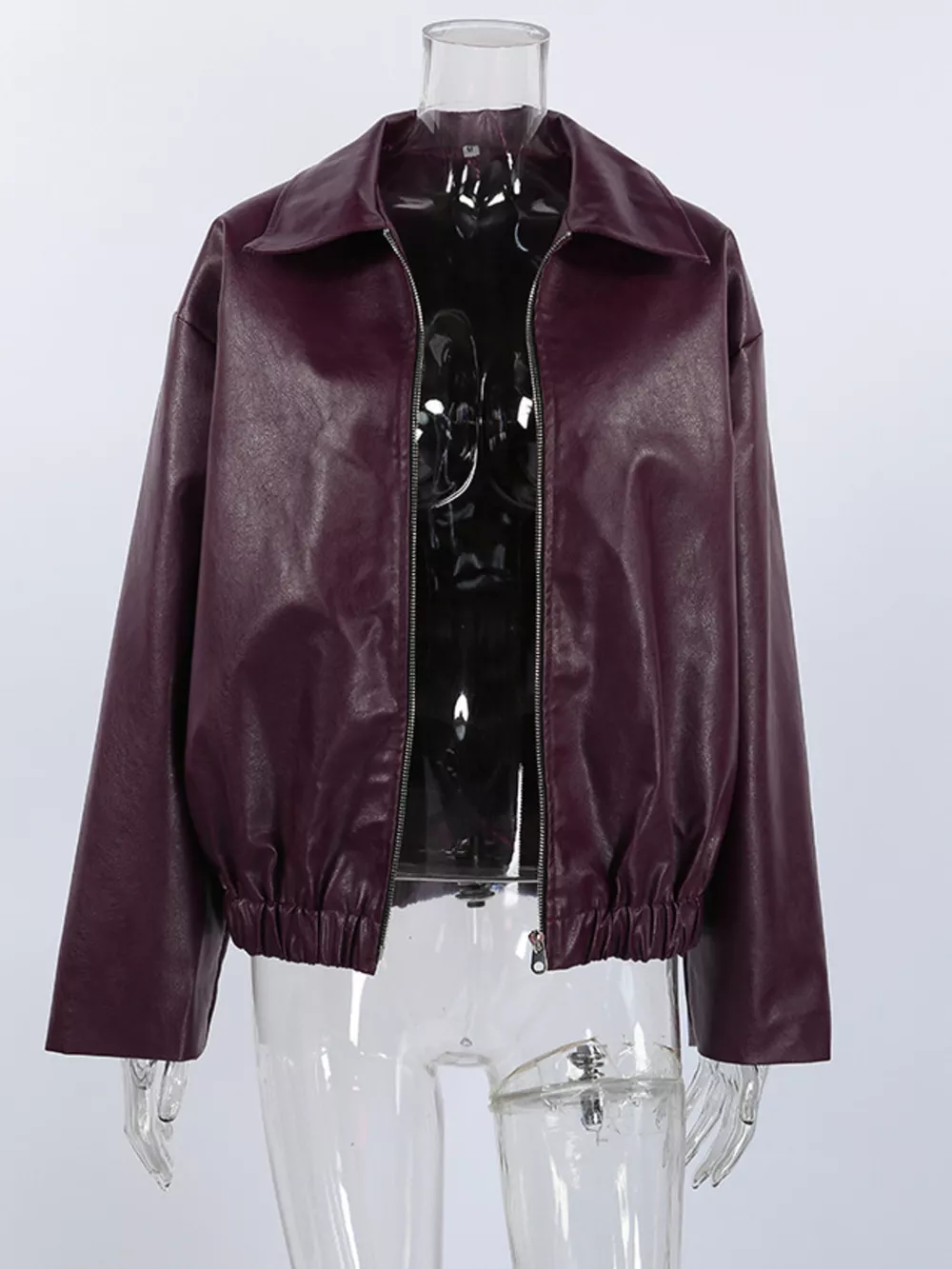Faux Leather Zip Up Jacket, image 12