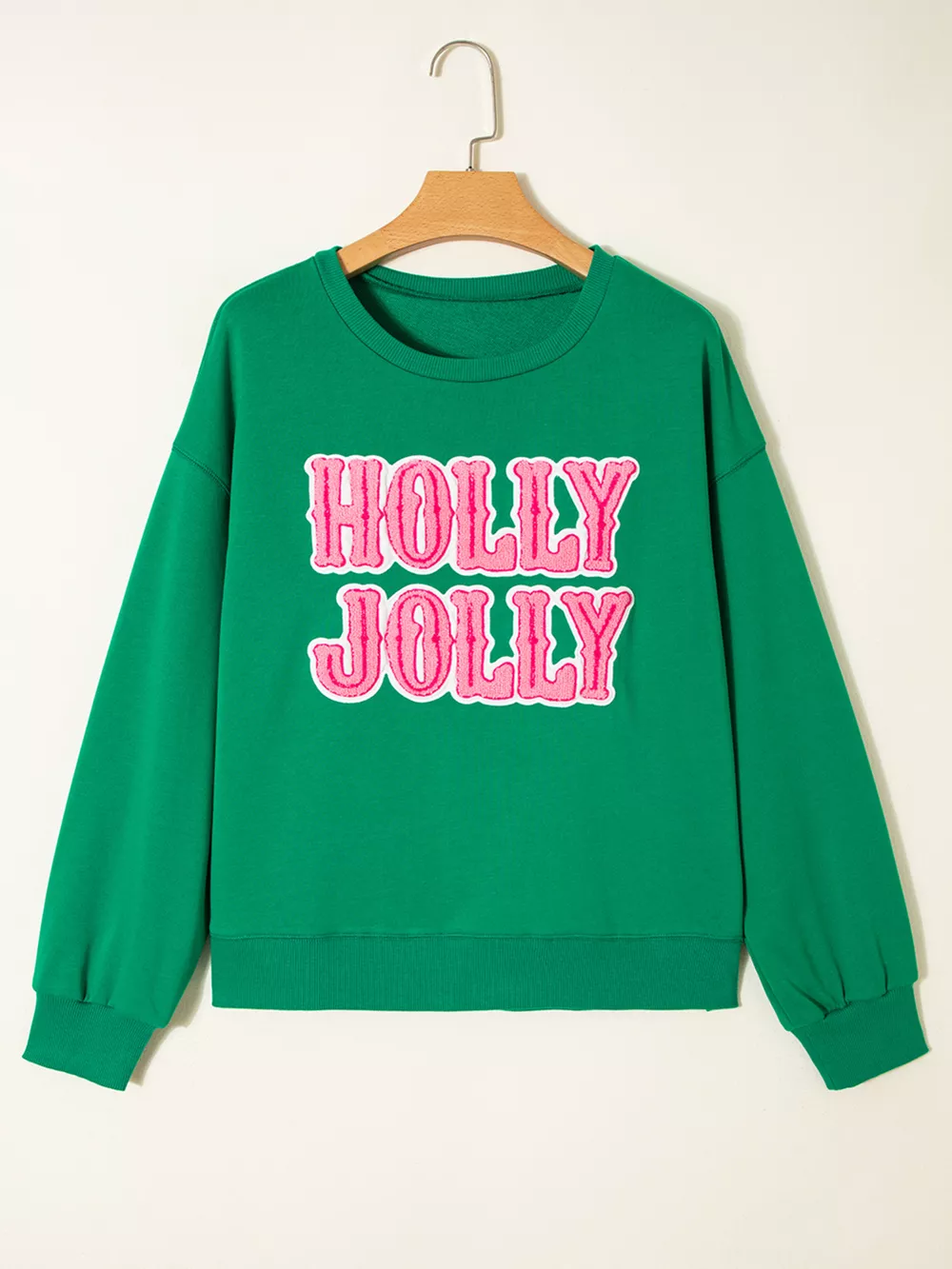 HOLLY JOLLY Towel Embroidered Christmas Holiday Sweatshirt, image 8