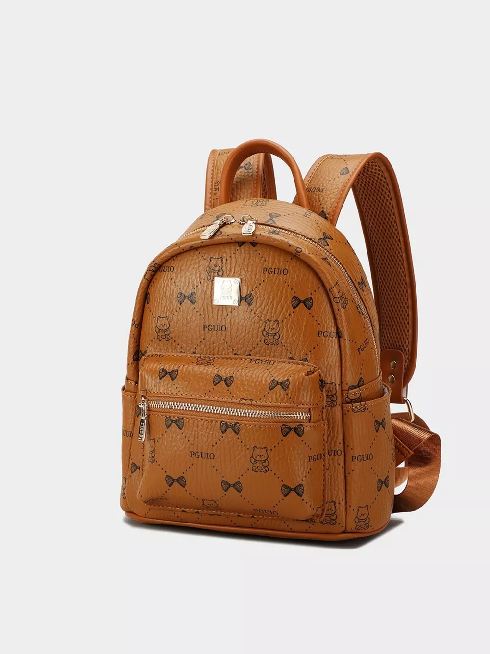 Bear Print PU Leather Backpack Bag, image 2