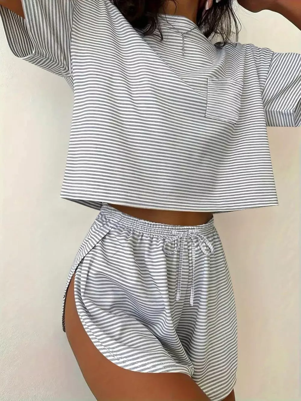 Printed Round Neck Tee and Shorts Set, image 10