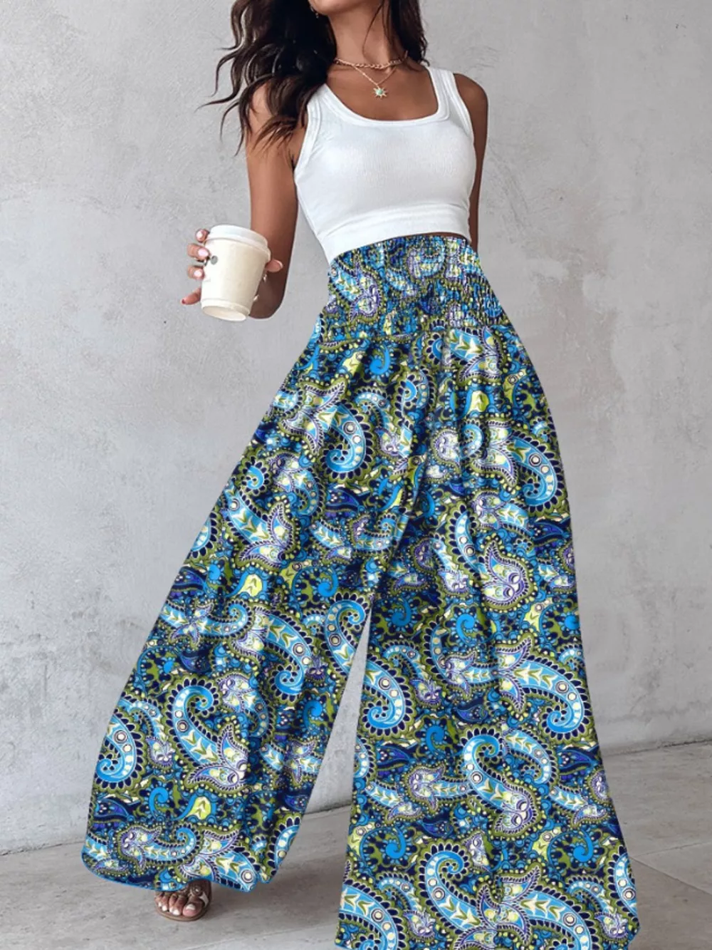 Printed Wide-Leg Pants, image 23