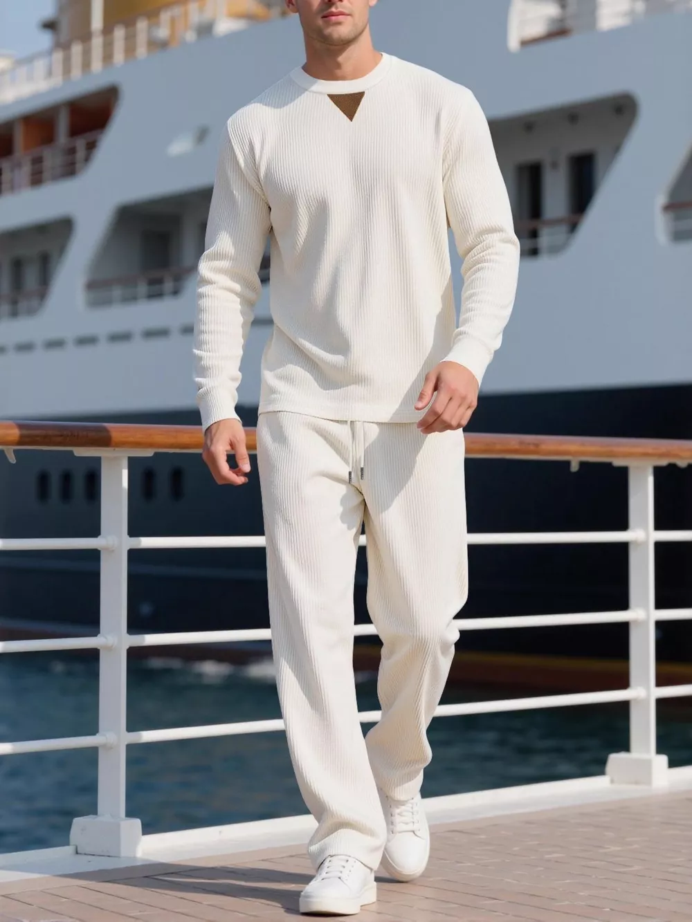 Men's Full Size Casual Crewneck Long Sleeve Sweatshirt and Jogger Set Plus Size, image 7