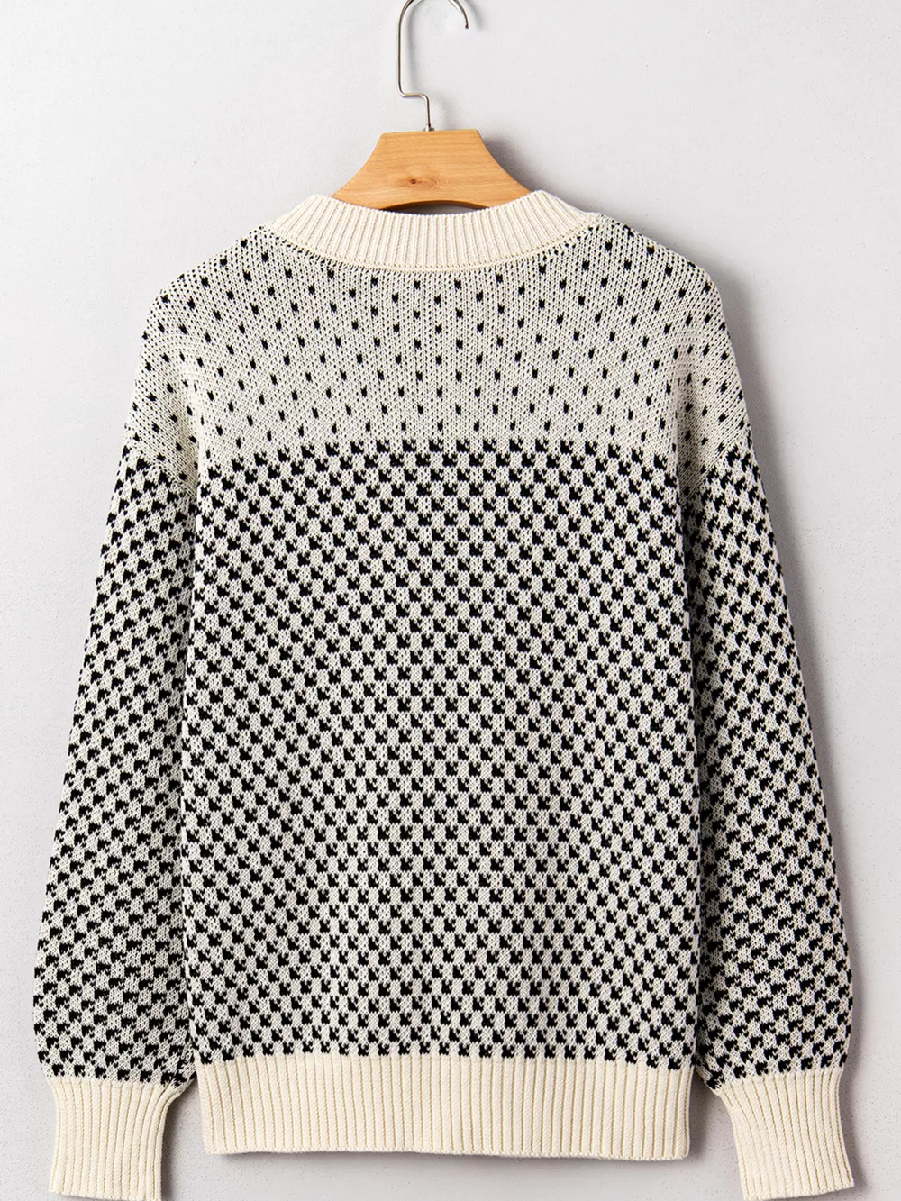 Contrast Color Pattern Lantern Sleeve Sweater, image 4