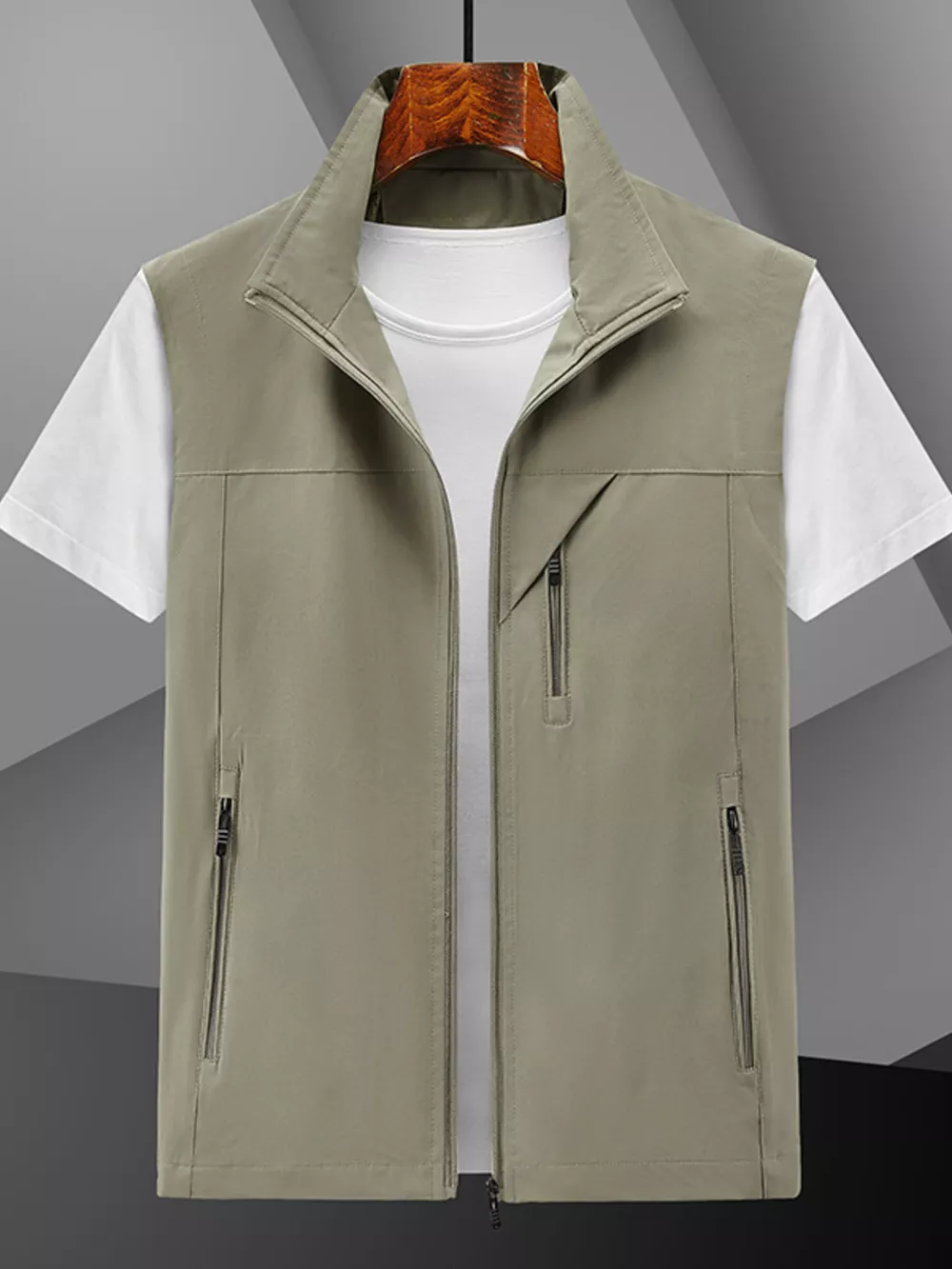 Men's Plus Size Casual Lightweight Zip-Up Vest, image 6