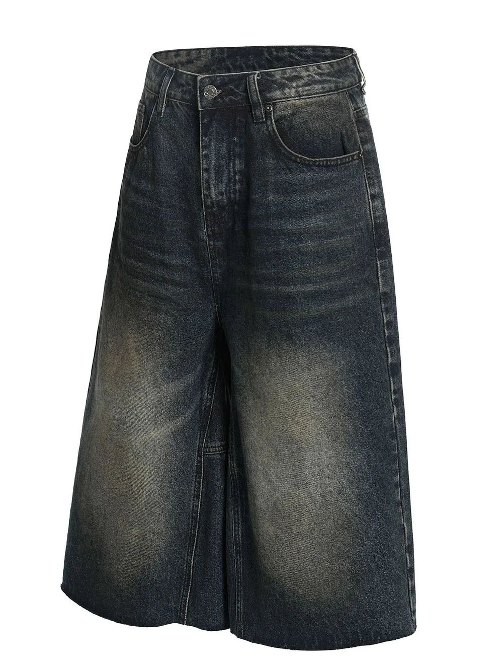 Men's Vintage Wash Wide Leg Capris Jeans