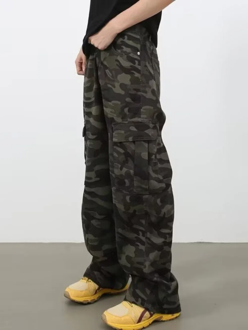 Men's Full Size Camo Print Wide Leg Cargo Jeans Plus Size, image 3