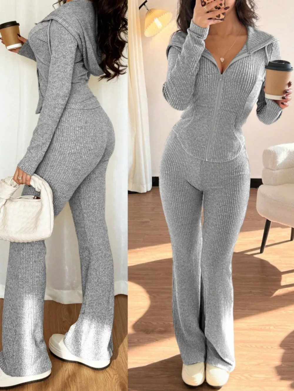 Zip Up Hooded Top and Pants Set, image 3
