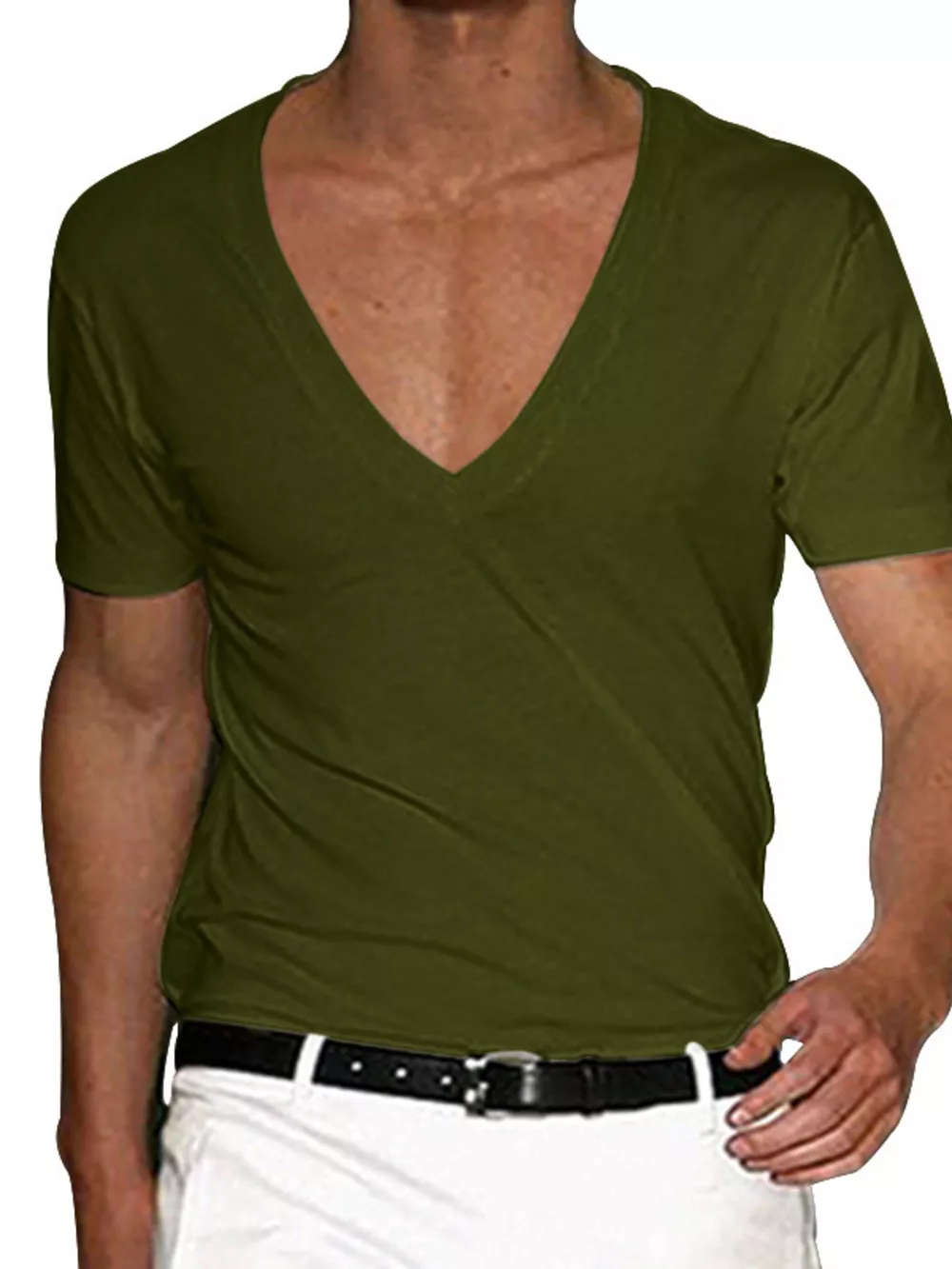 Men's Plus Size Deep V-Neck Slim Fit T-Shirt, image 7