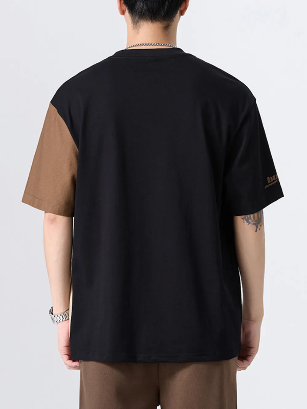Men's Plus Size Color Block Round Neck T-Shirt, image 2