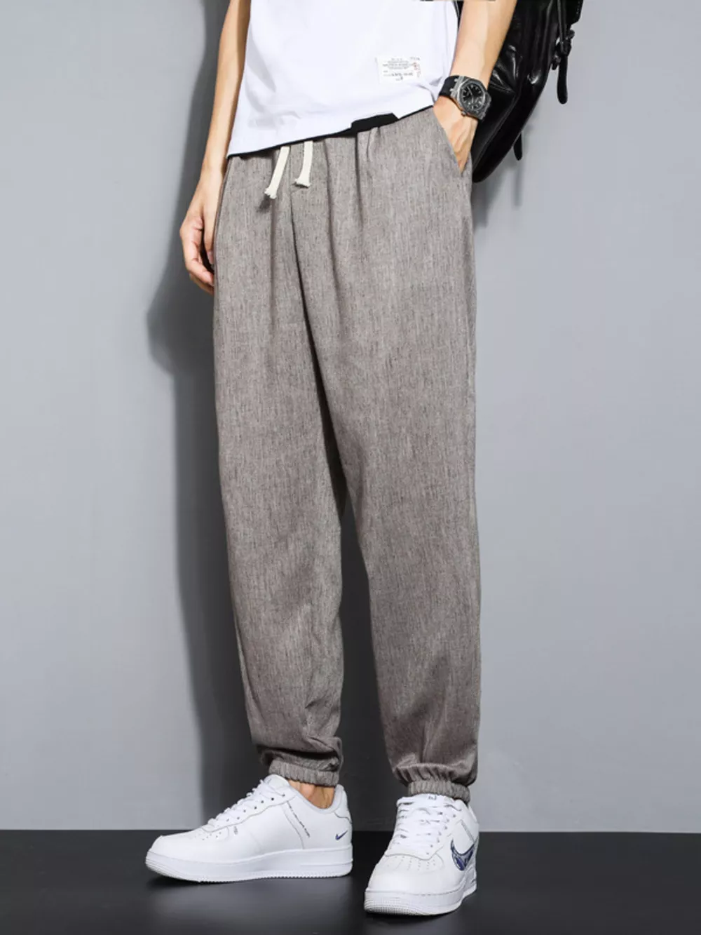 Men's Plus Size Drawstring Loose Fit Pants, image 3