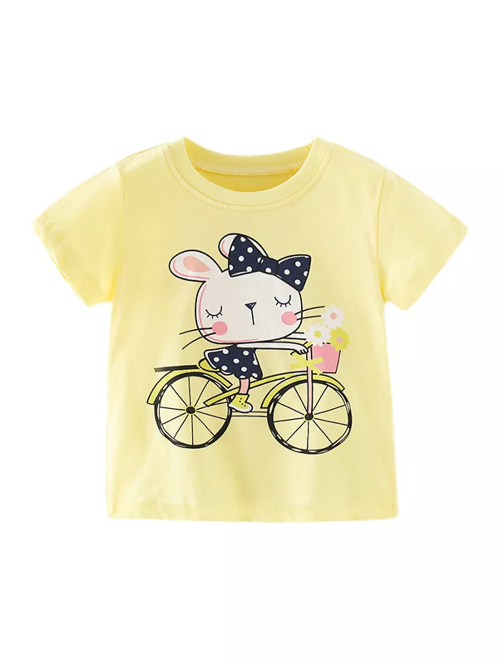 Children's Cartoon Rabbit Bicycle Short Sleeve T-Shirt