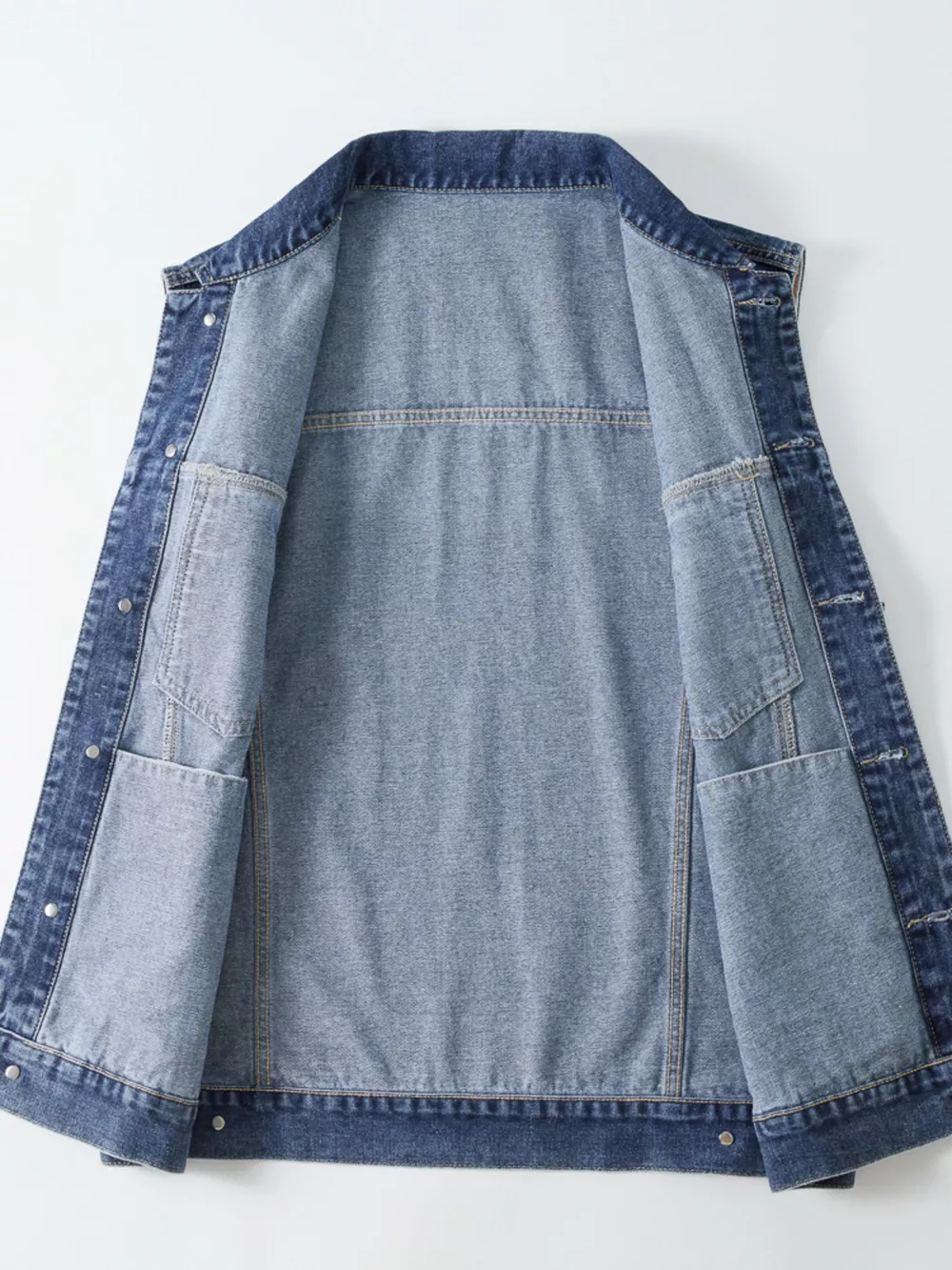 Men's Plus Size Vintage Washed Denim Vest, image 6
