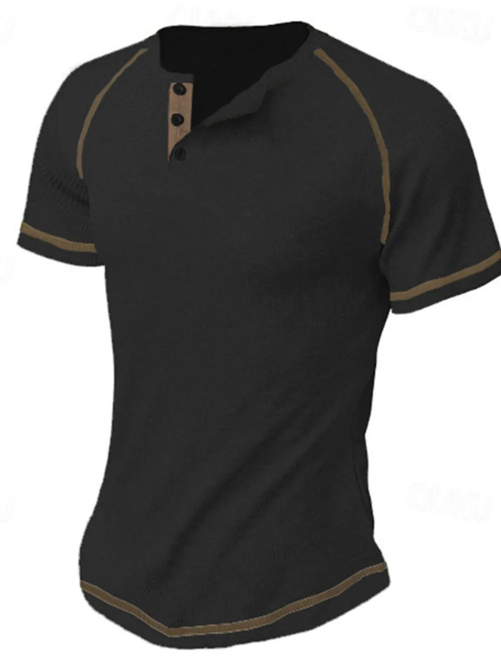 Men's Full Size Button Detail Short Sleeve T-Shirt Plus Size