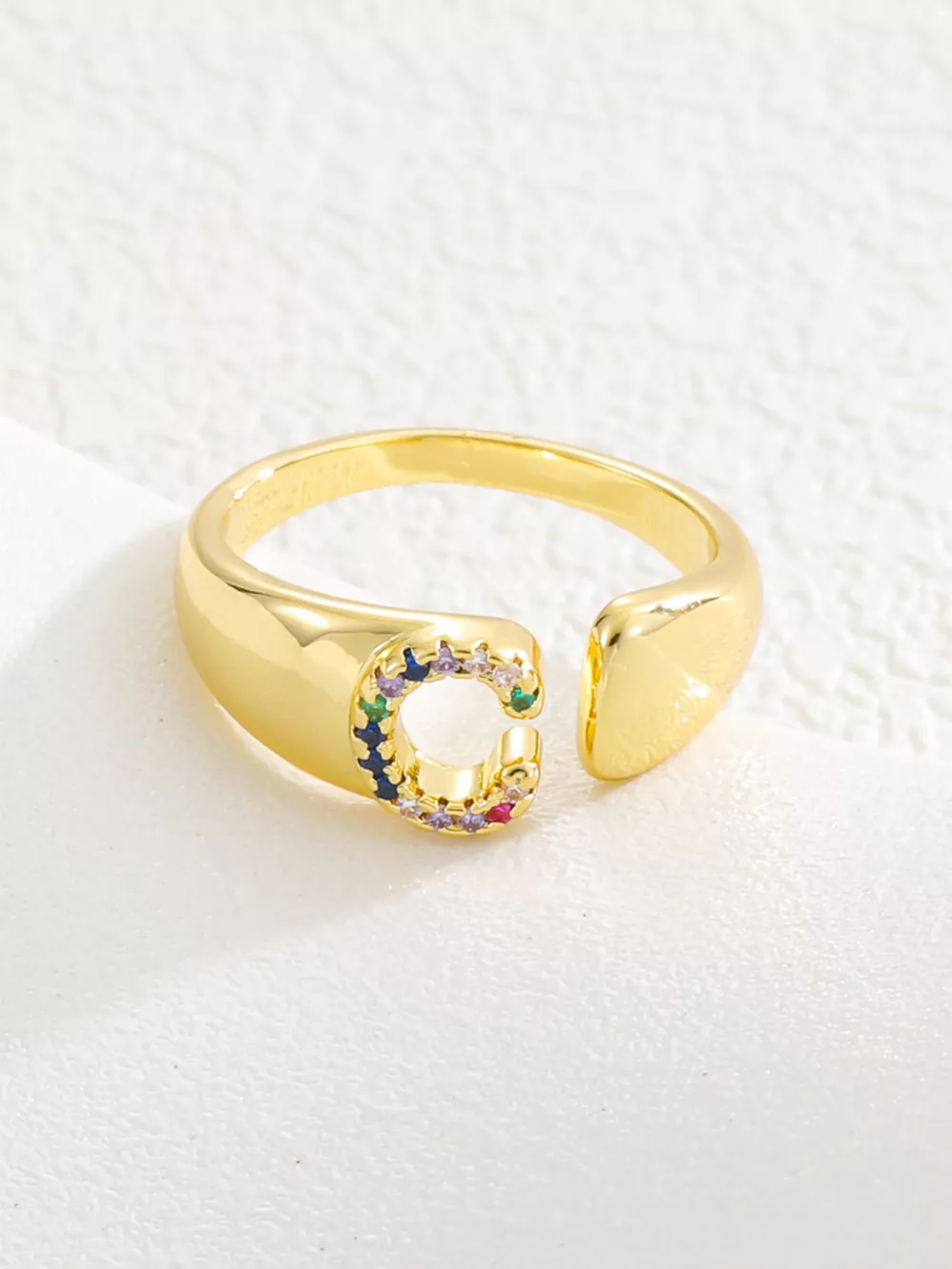 18K Gold-Plated Zircon Letter Ring, image 5