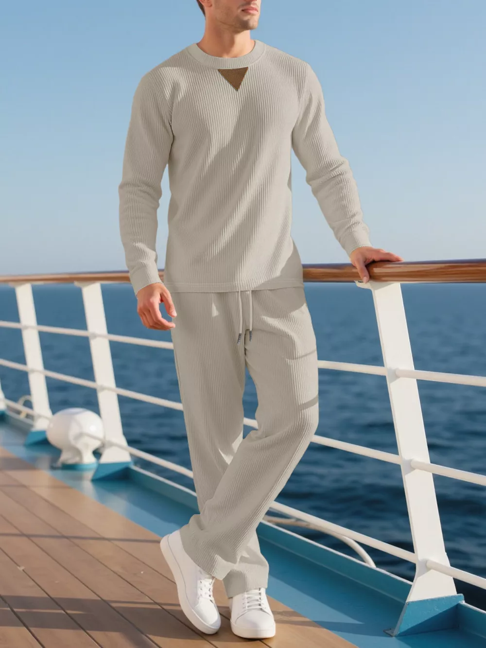 Men's Full Size Casual Crewneck Long Sleeve Sweatshirt and Jogger Set Plus Size, image 11