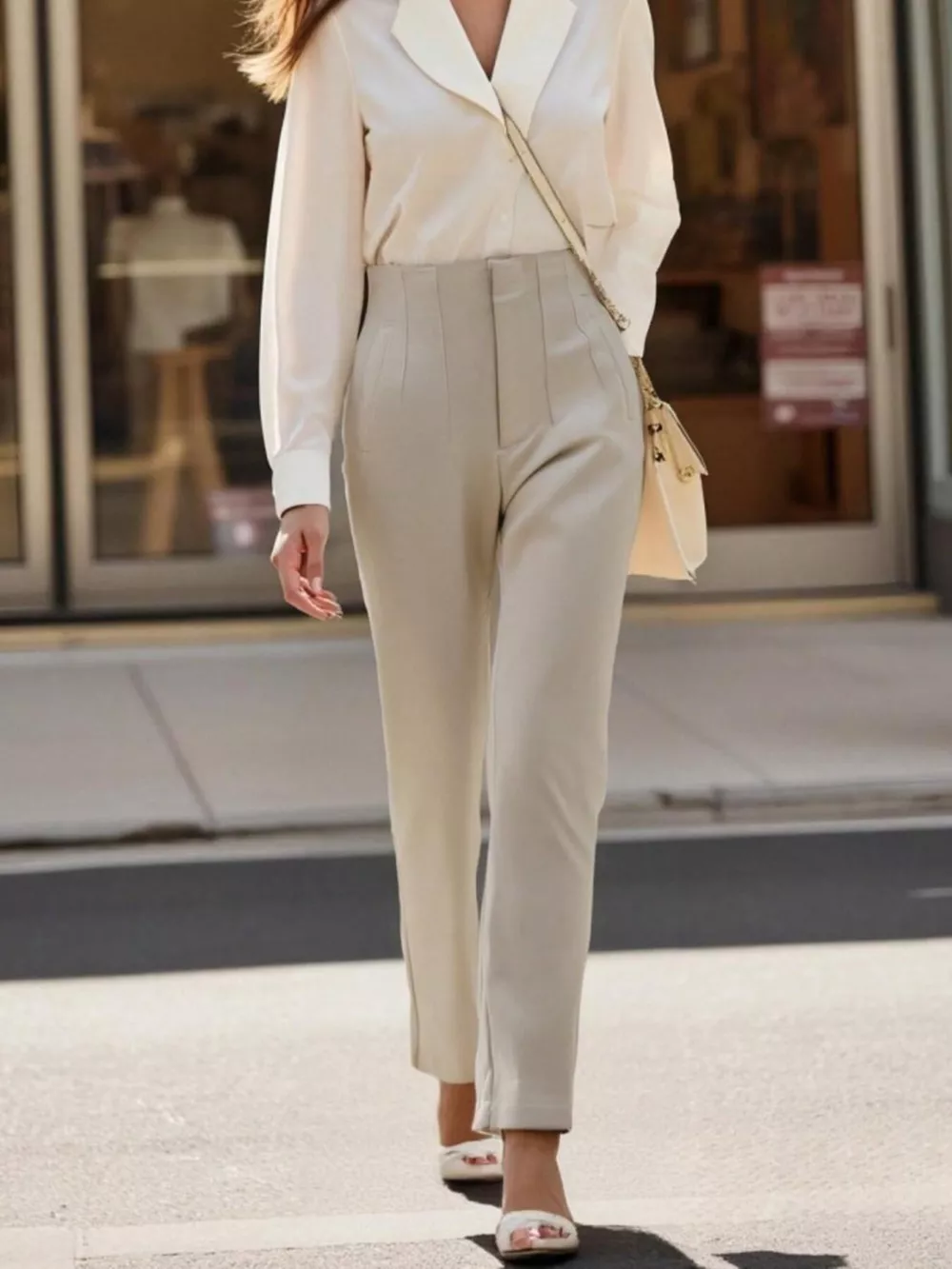 High-Waisted Straight-Leg Pants, image 2
