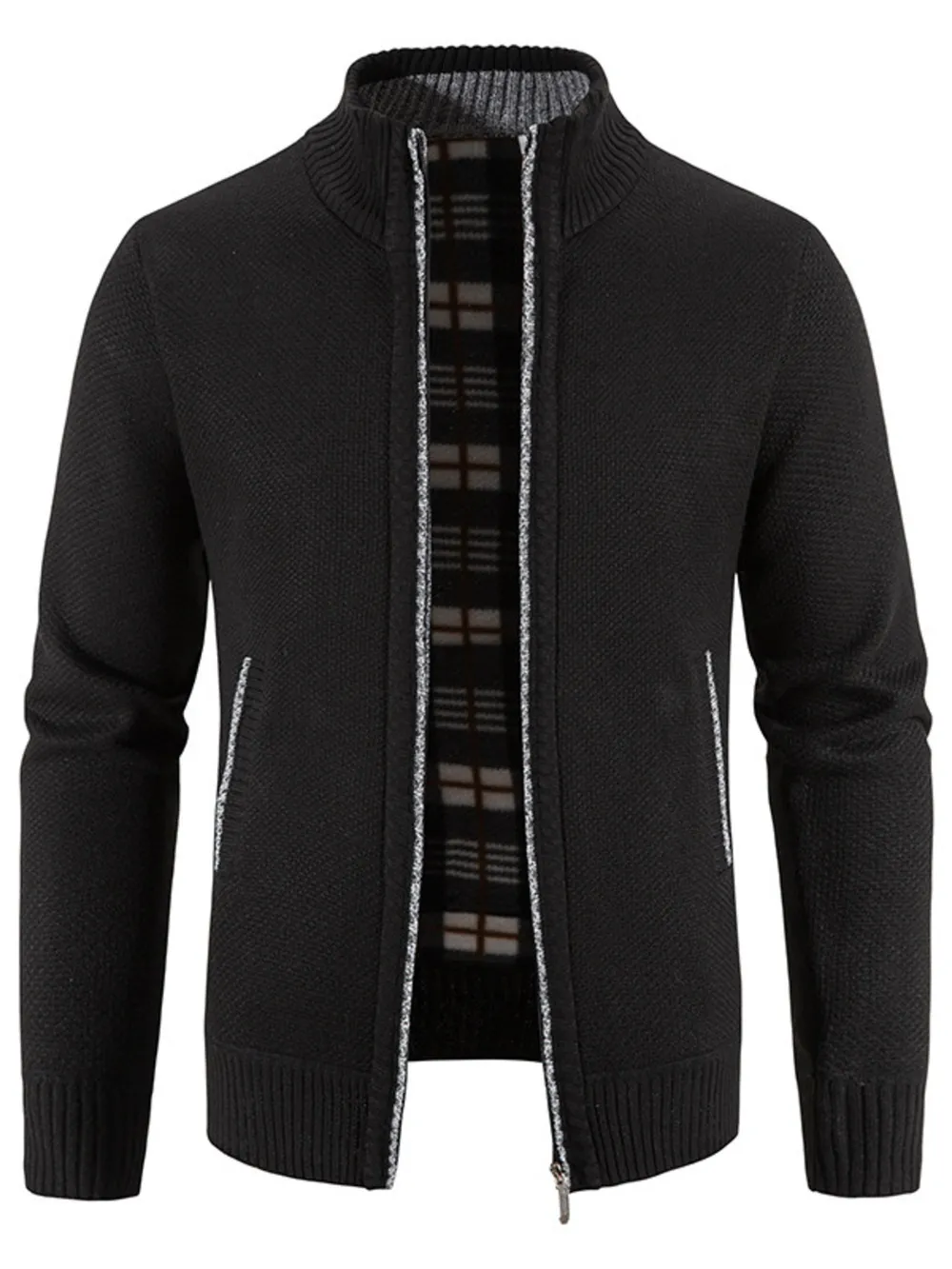 Men's Plus Size Zip-Up Long Sleeve Cardigan, image 16