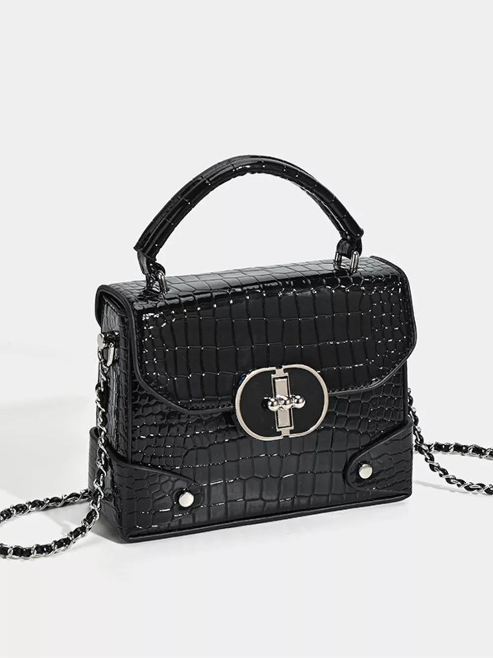 Crocodile Pattern Flap Crossbody Bag, image 4