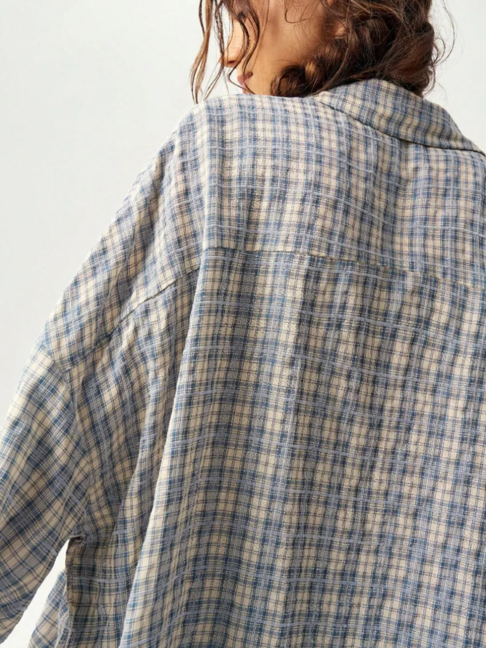 Oversized Plaid Button-Down Shirt, image 5