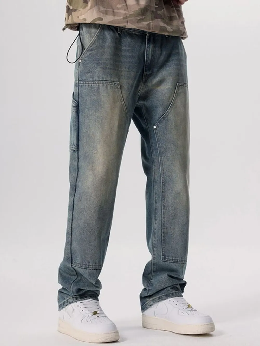 Men's Vintage Wash Wide Leg Jeans, image 3