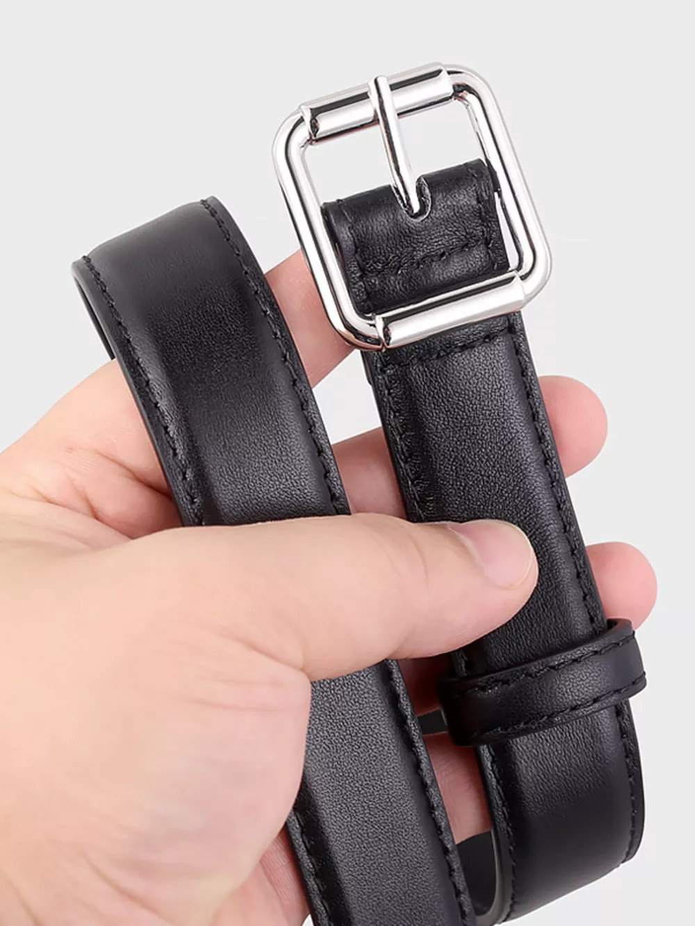 Square Buckle Leather Belt, image 4