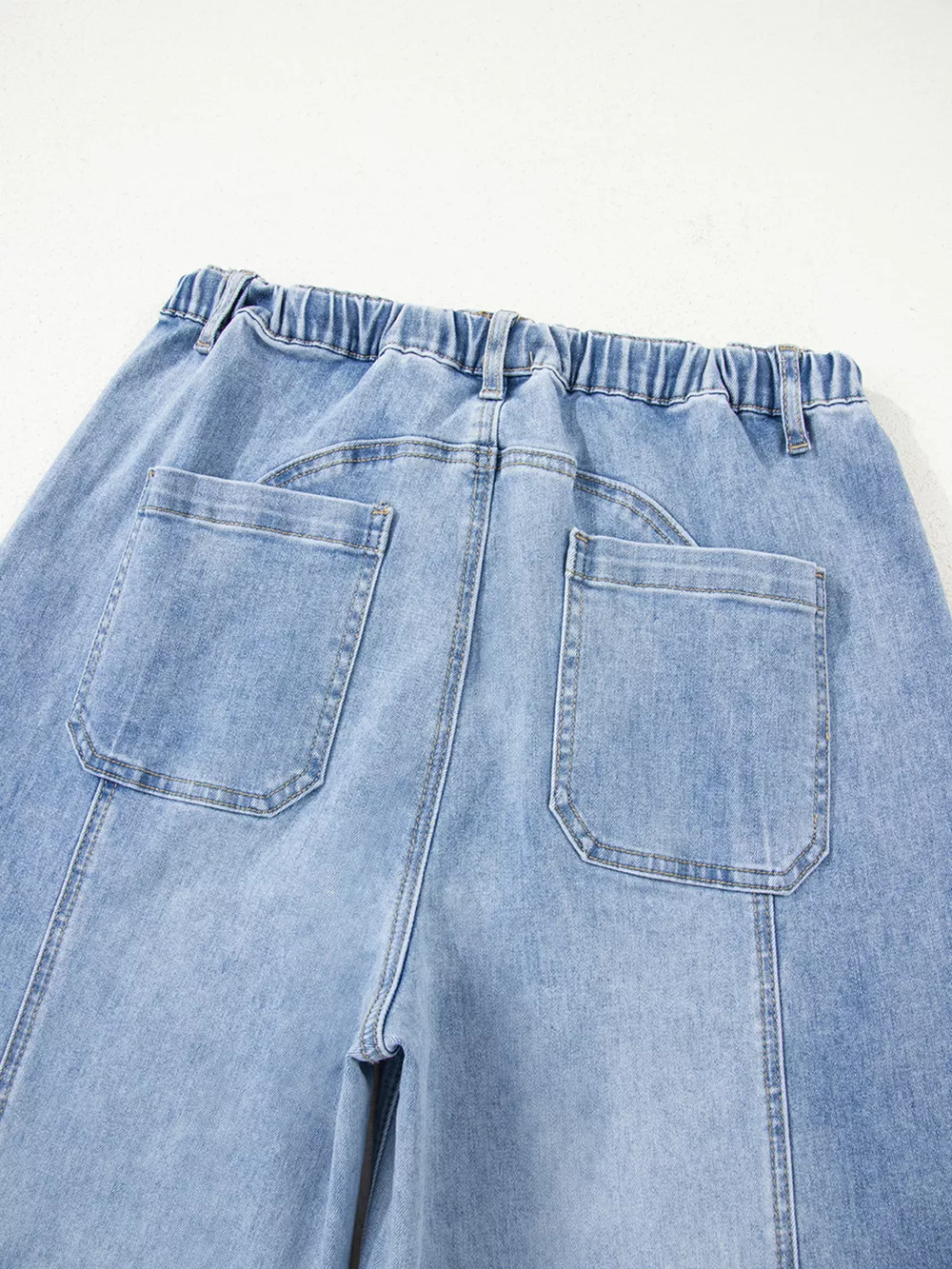 Wide Leg Drawstring Raw Hem Jeans, image 7
