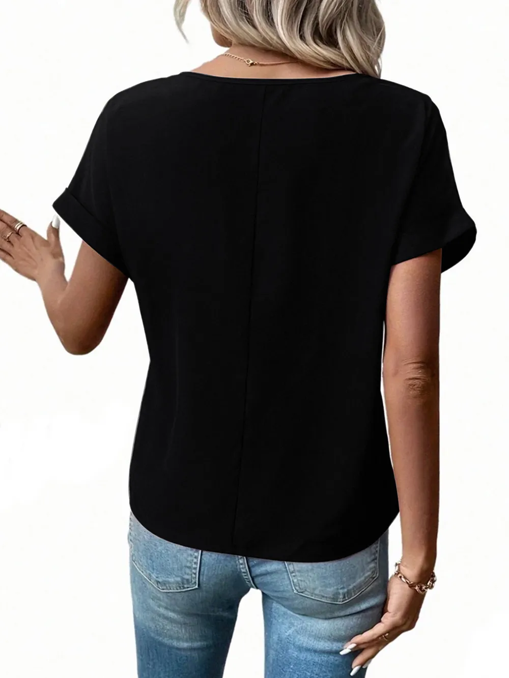 Casual Zipper Front Short Sleeve Blouse, image 5