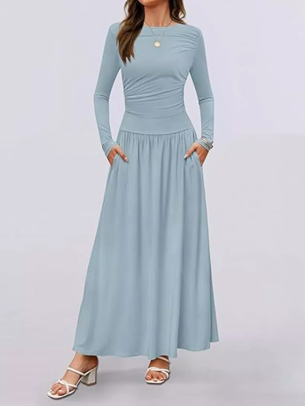 Long Sleeve Maxi Dress with Pockets, image 18