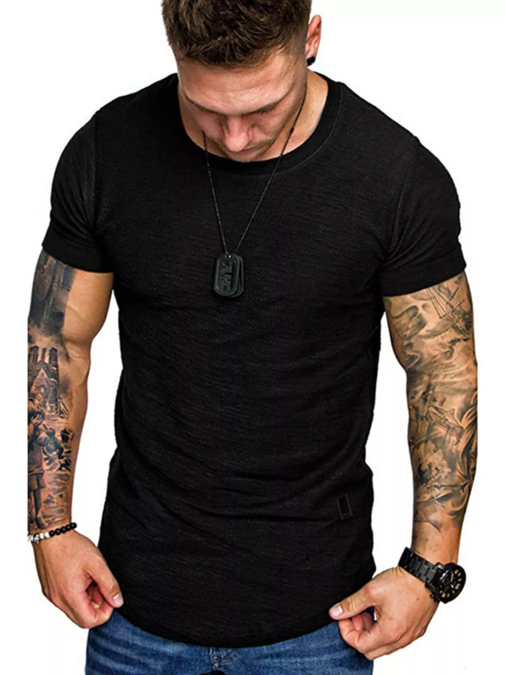 Men's Round Neck Slim Fit Casual T-Shirt, image 8