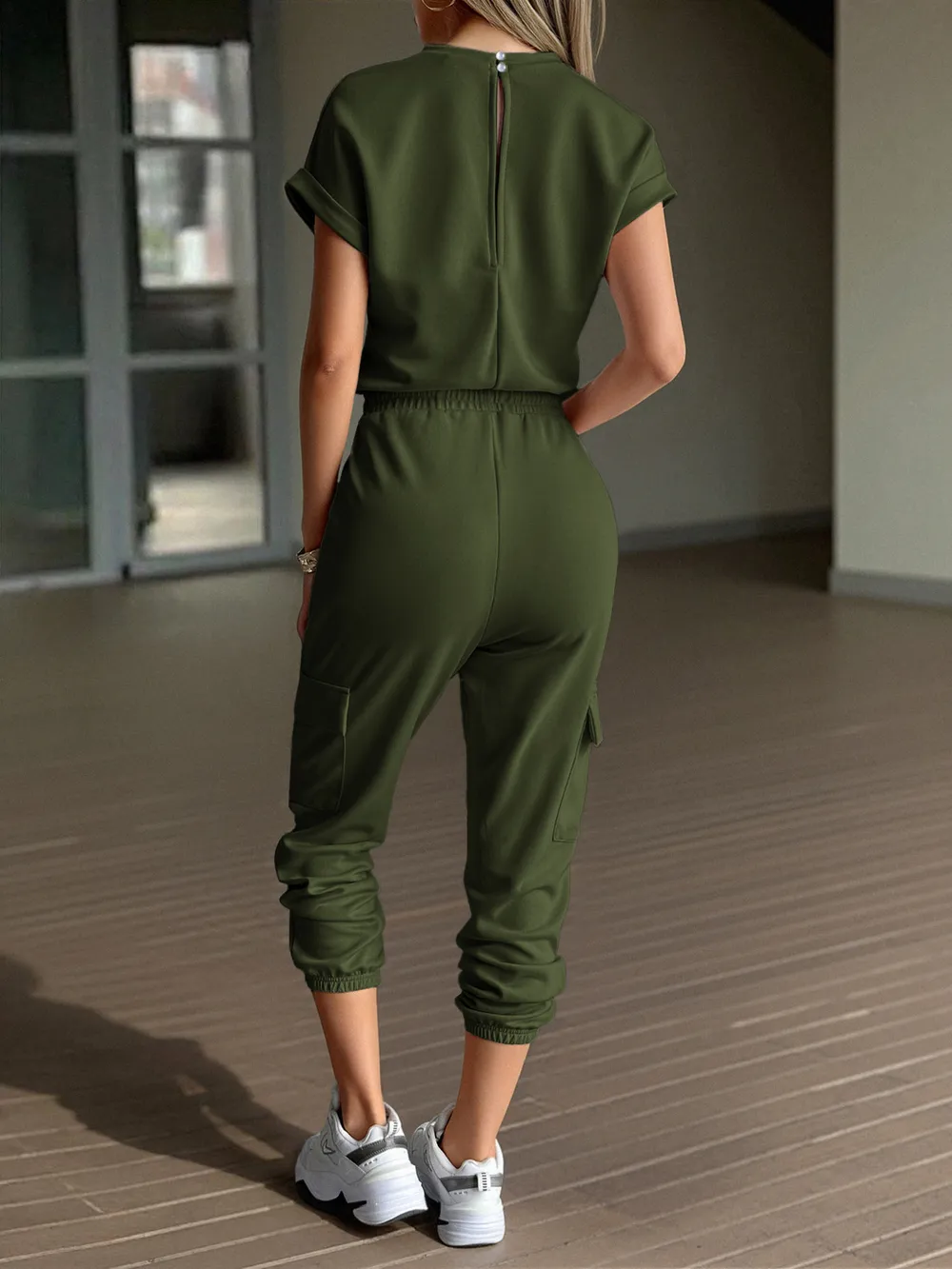 Round Neck Short Sleeve Top and Pants Set, image 12