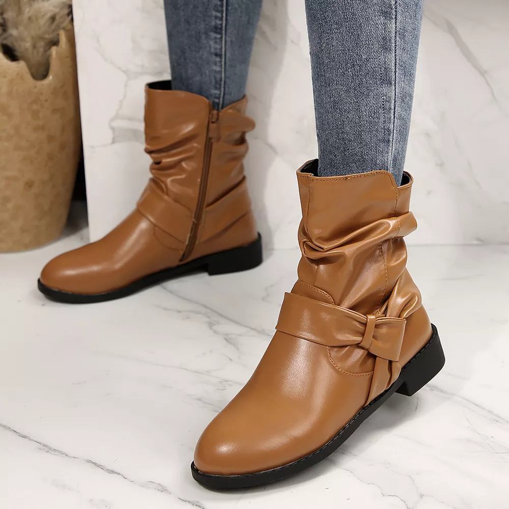 Round Toe Low Heel Boots, image 7