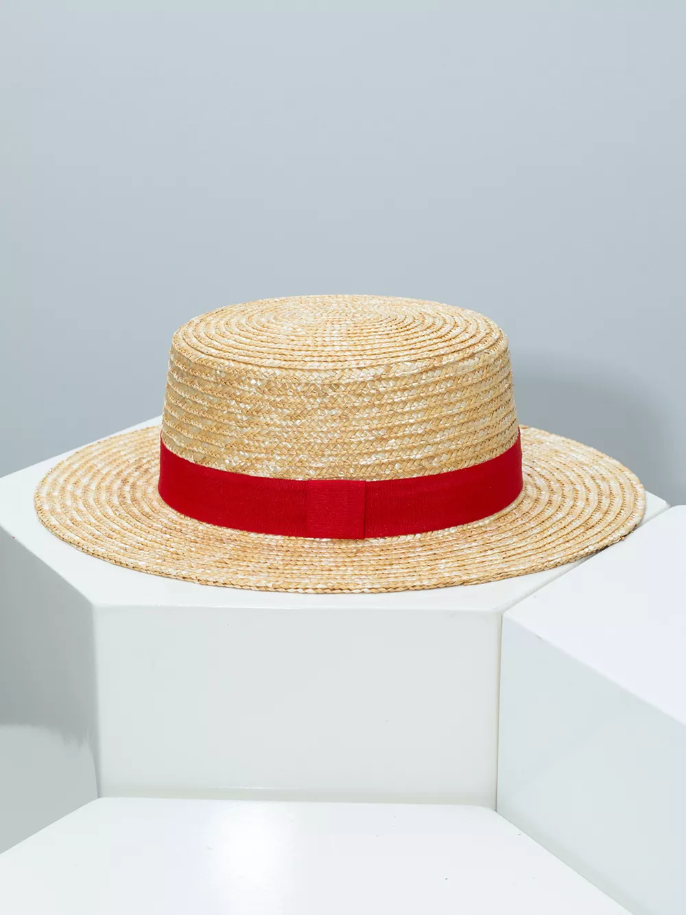 Straw Boater Hat with Ribbon, image 8