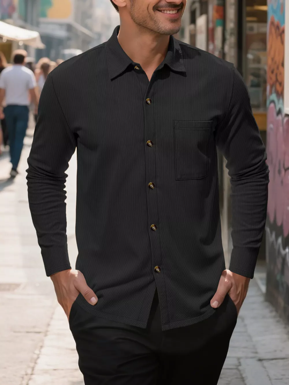 Men's Full Size Casual Button Up Long Sleeve Shirt Plus Size, image 5