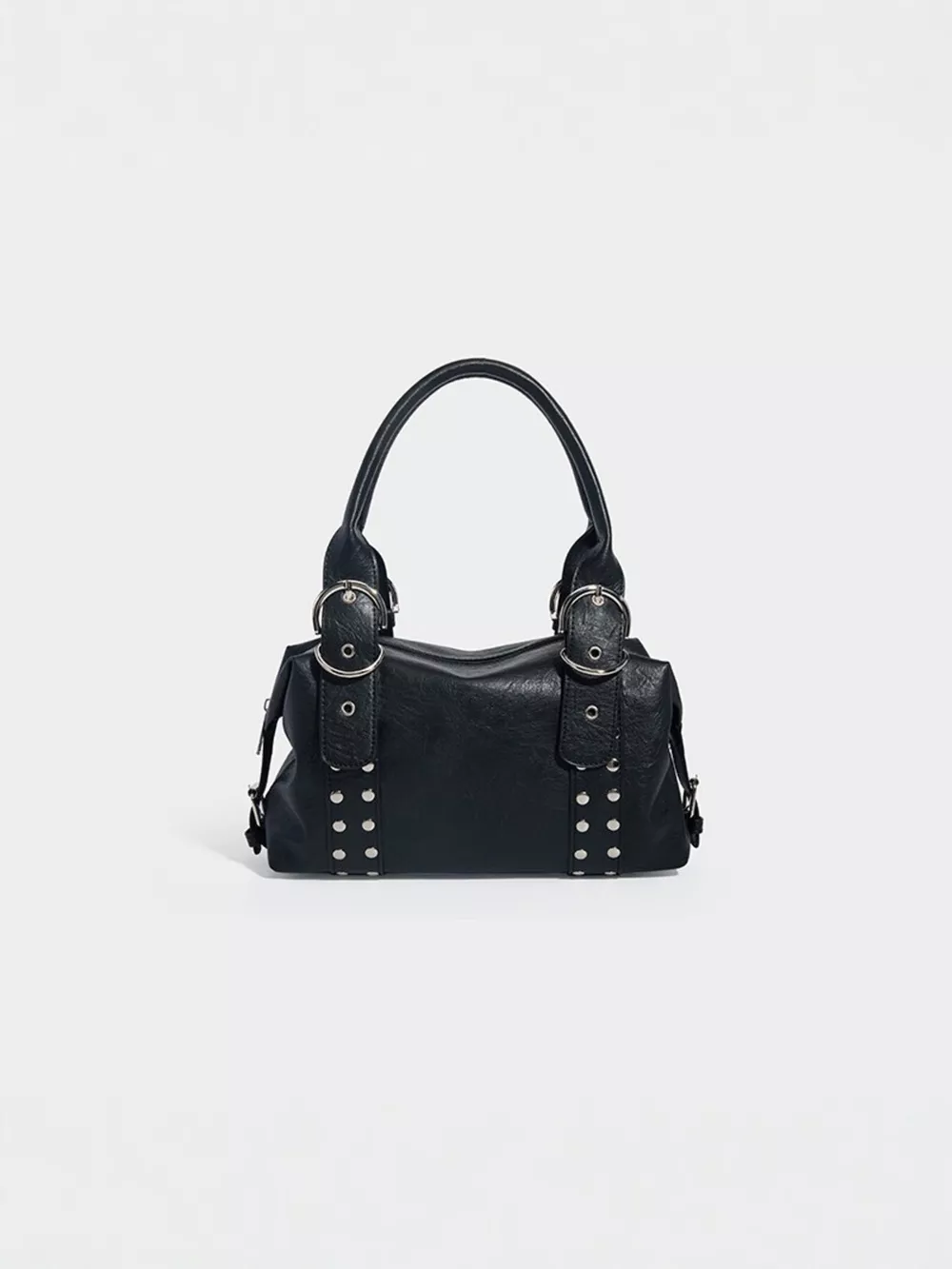 Studded Decor Shoulder Bag with Buckle Detail