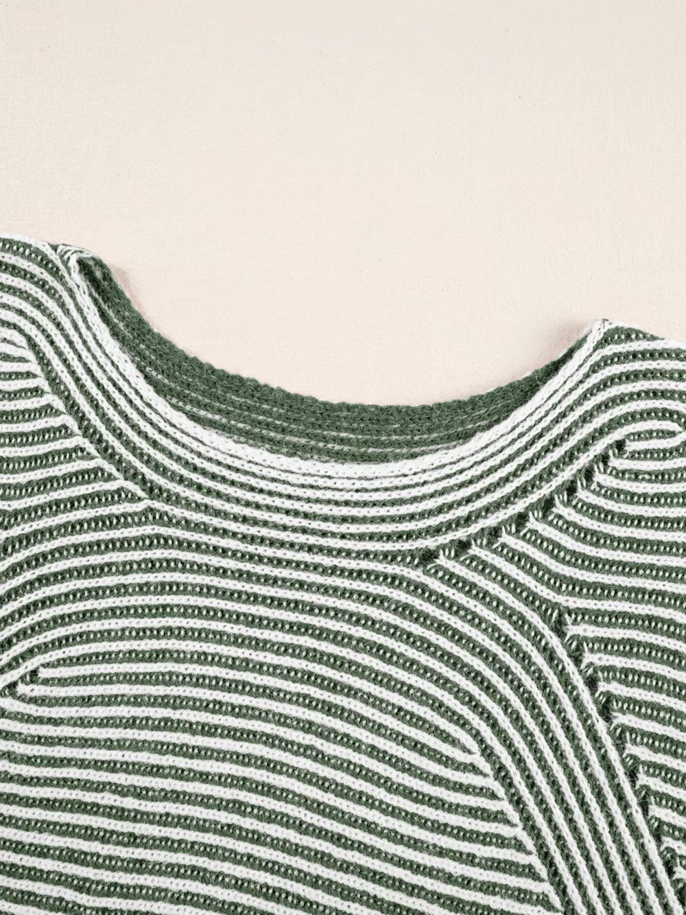 Striped Ribbed Knit Boat Neck Baggy Sweater, image 7