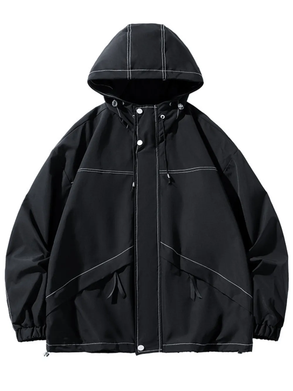 Men's Plus Size Drawstring Hooded Jacket