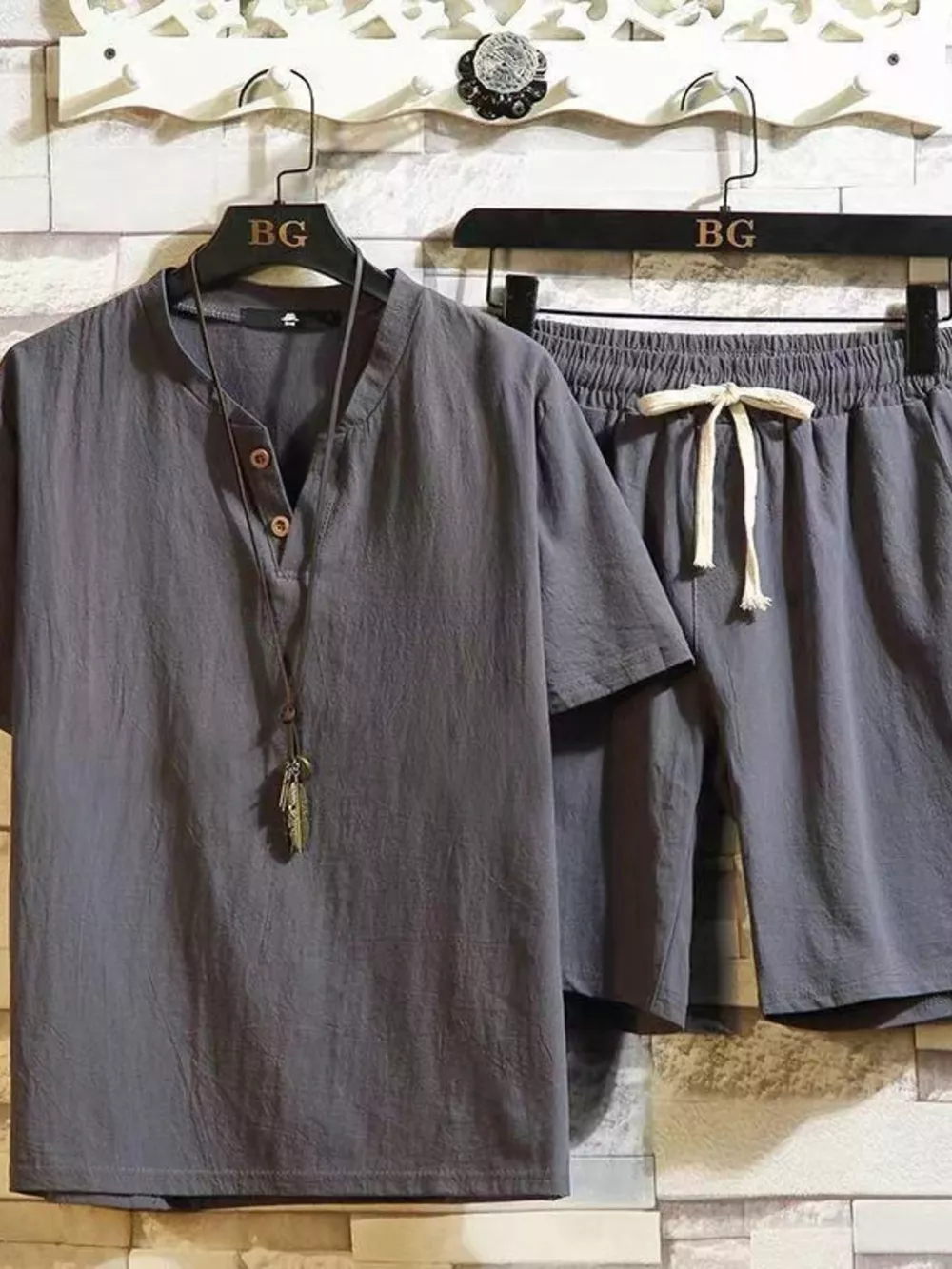 Men's Plus Size Short Sleeve Top and Shorts Set, image 8