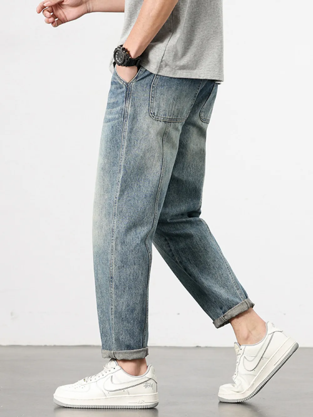 Men's Loose Fit Washed Jeans, image 3