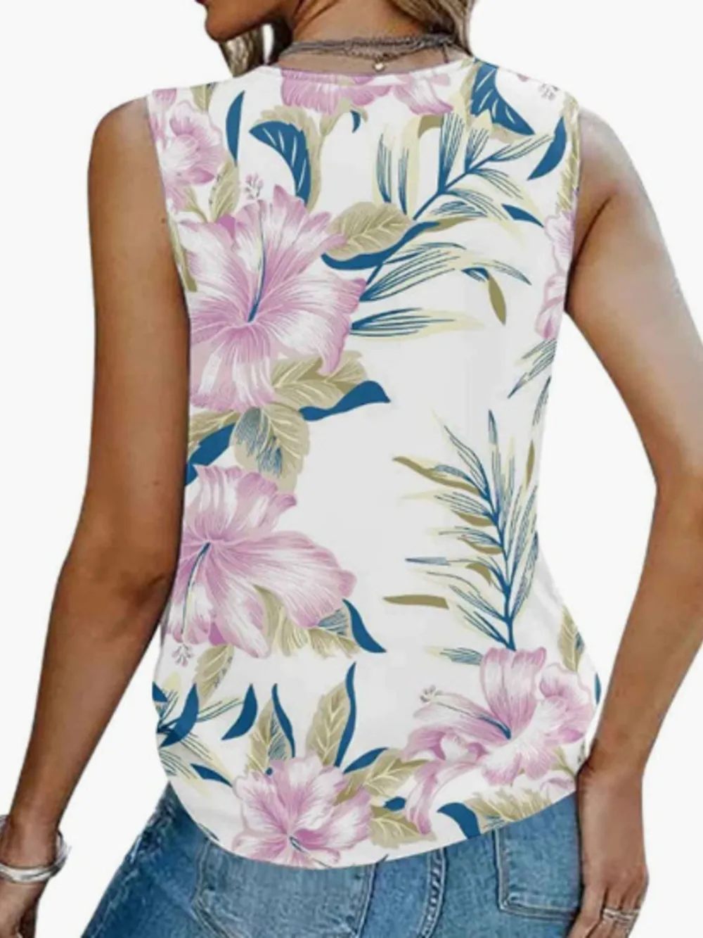 Printed V-Neck Tank, image 3