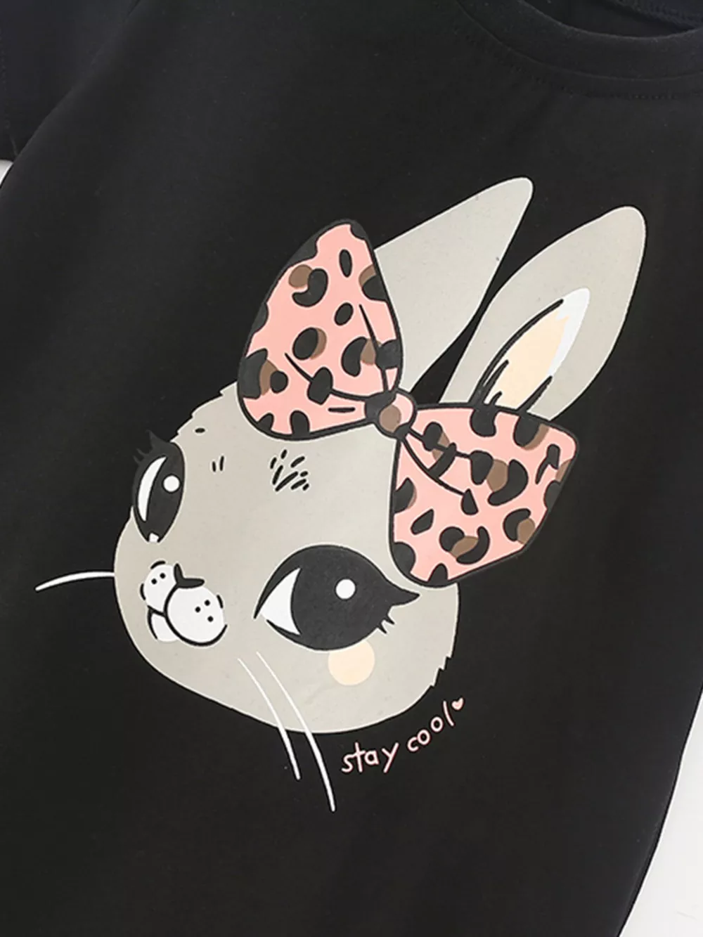 Children's Bunny Graphic Round Neck T-Shirt, image 3