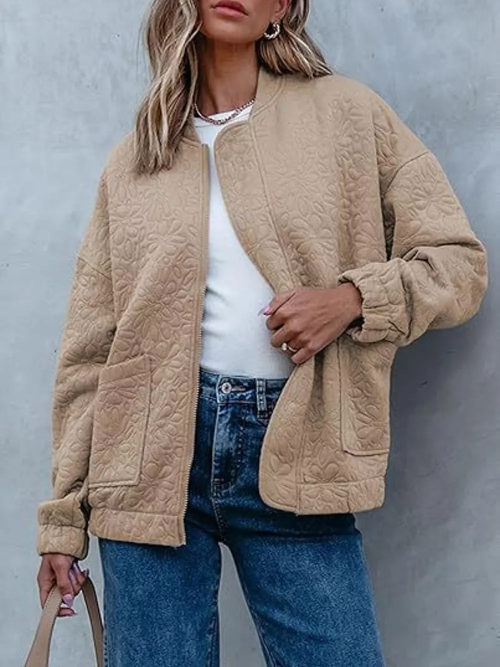 Floral Quilted Zip Up Jacket, image 9