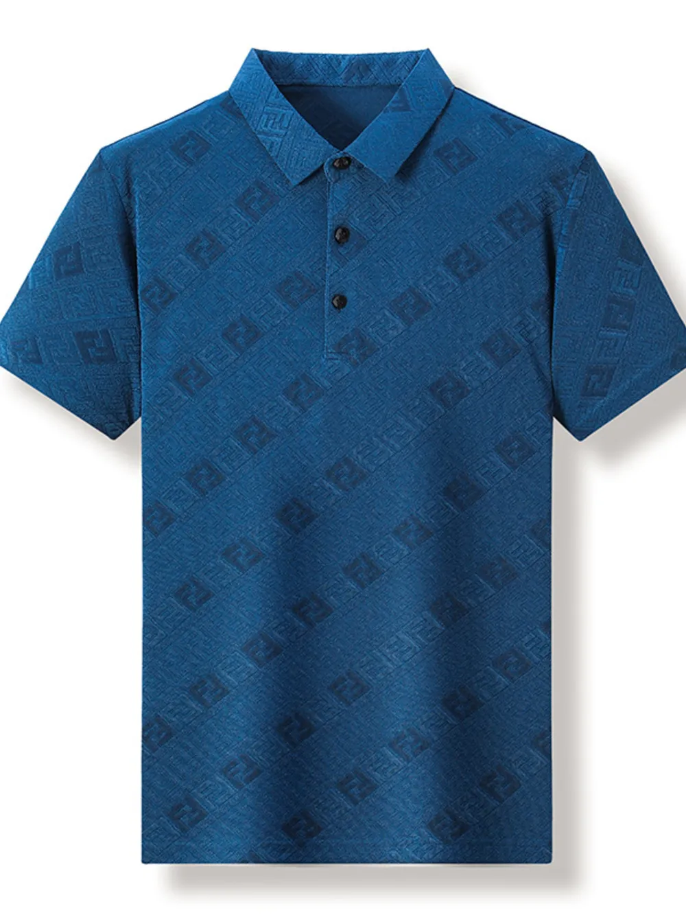 Men's Plus Size Jacquard Pattern Short Sleeve Polo, image 5