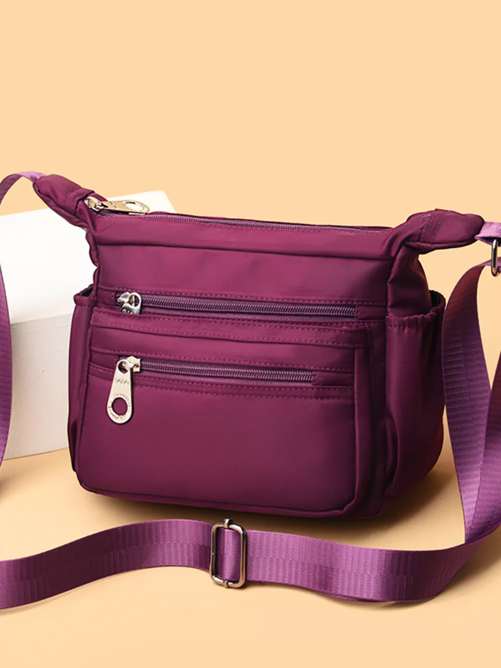 Multi-Pocket Lightweight Nylon Crossbody Bag, image 3
