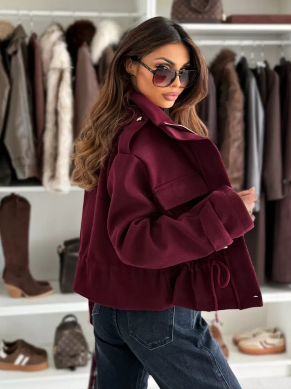 Drawstring Waist Cropped Jacket, image 6