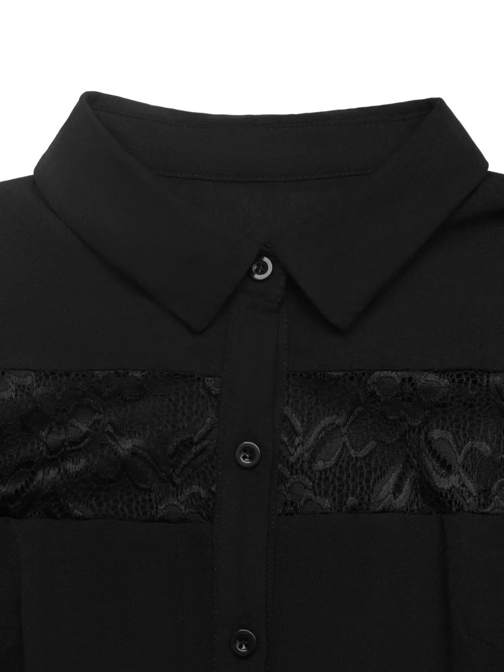 Lace Detail Button-Front Midi Shirt Dress, image 6
