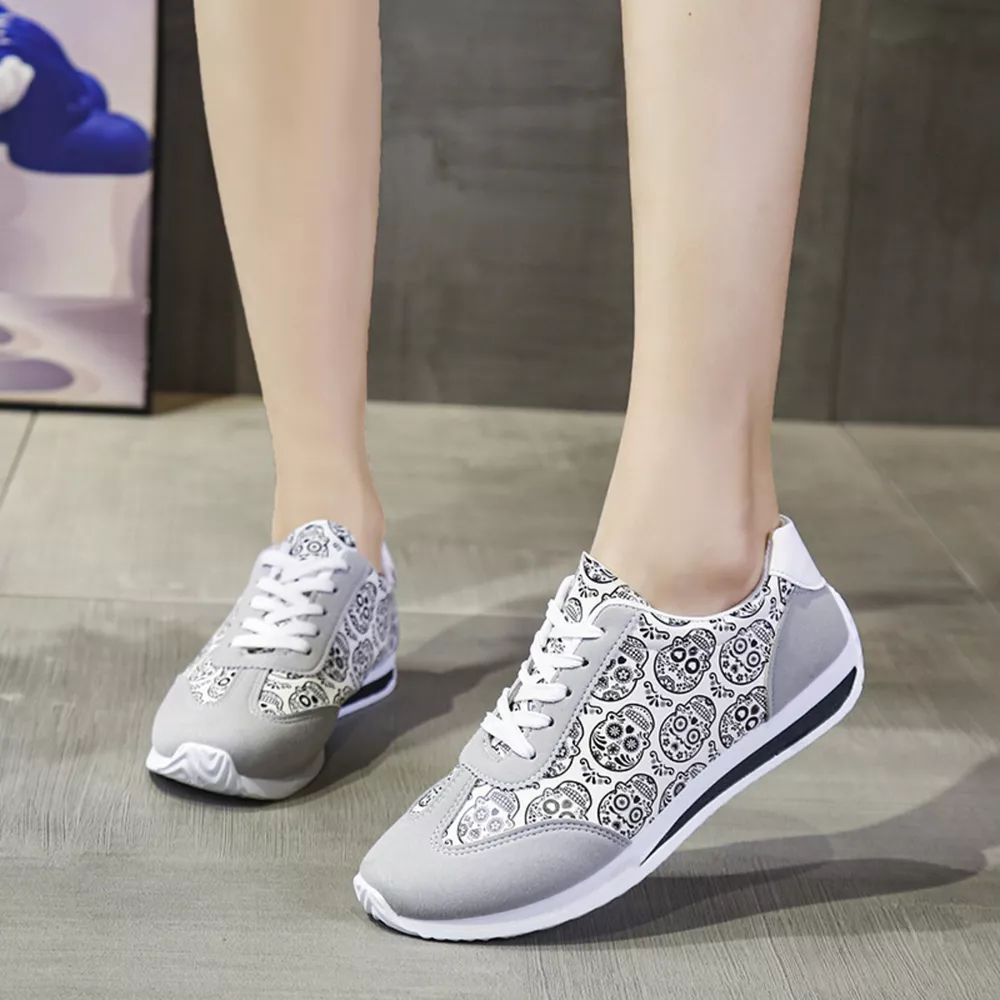 Skull Print Lace-Up Sneakers, image 2