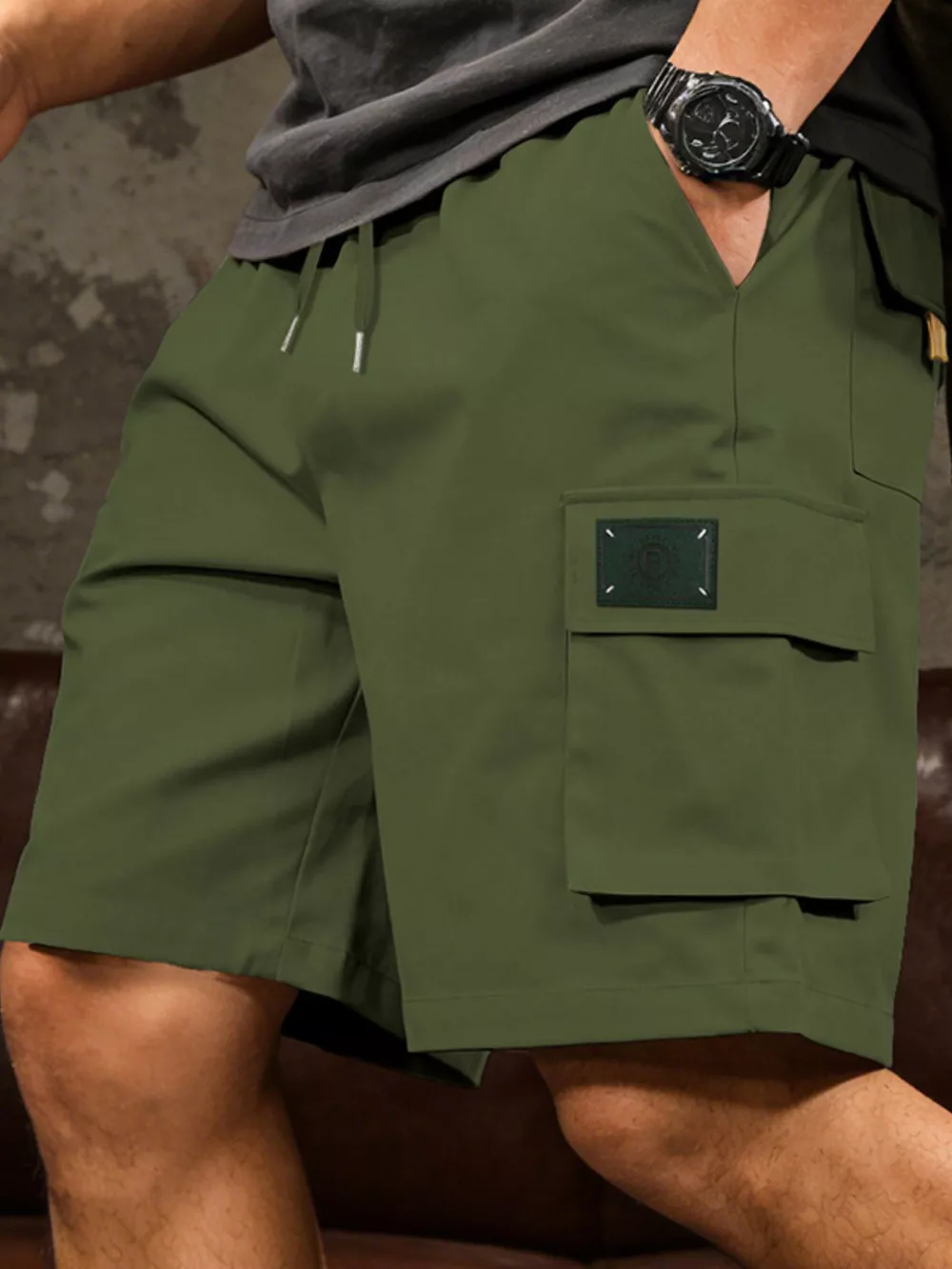 Men's Full Size Cargo Shorts with Drawstring Waist Plus Size, image 2